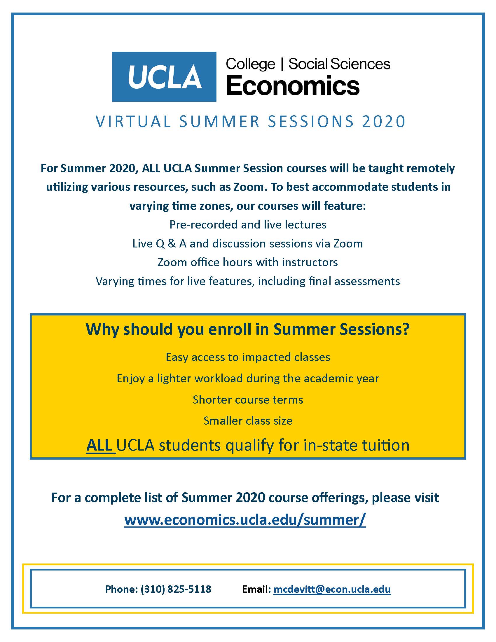 Econ Summer Courses UCLA Department of Mathematics